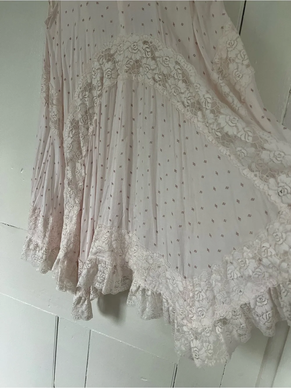 Free People Blush Pink Lace-Trim Mini Dress - Picture 10 of 10